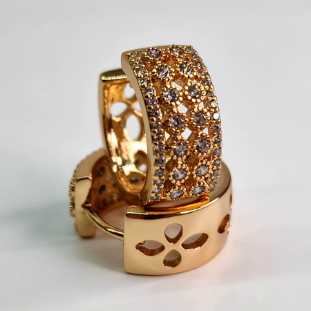 Cercei Renata placati cu aur de 18k incrustati cu cristale albe din zirconiu [3]