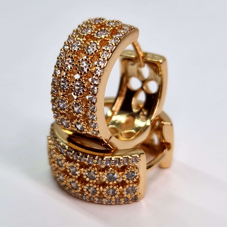 Cercei Renata placati cu aur de 18k incrustati cu cristale albe din zirconiu [1]