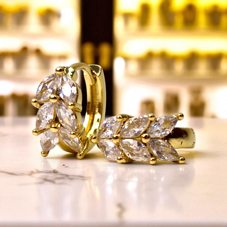 Cercei aur Roxana cu cristale marquise [3]