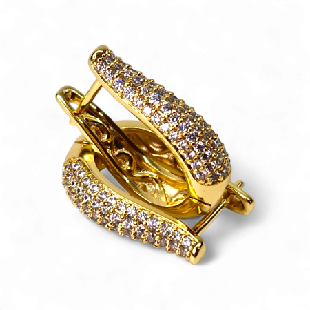 Cercei Salma placați cu aur cu zirconii și design curbat elegant [4]