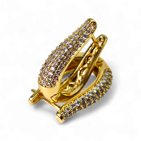 Cercei - Cercei Salma placați cu aur cu zirconii și design curbat elegant