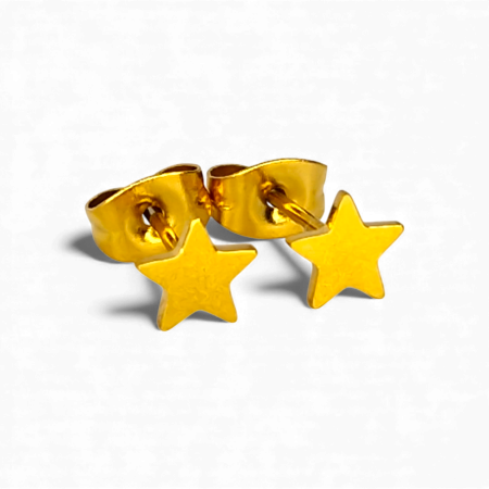 Cercei cu surub - Cercei Selene placati cu aur în formă de stea