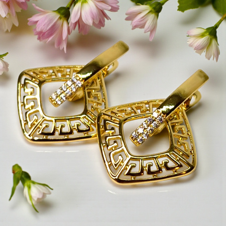 Cercei Sofia placați cu aur 18K cu zirconii [1]