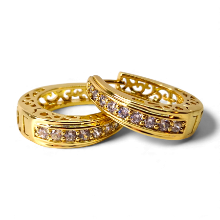 Cercei Stefania placati cu aur cu zirconii și interior filigranat [4]