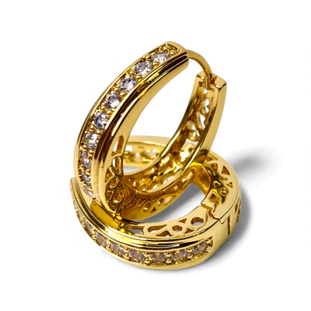 Cercei Stefania placati cu aur cu zirconii și interior filigranat [6]