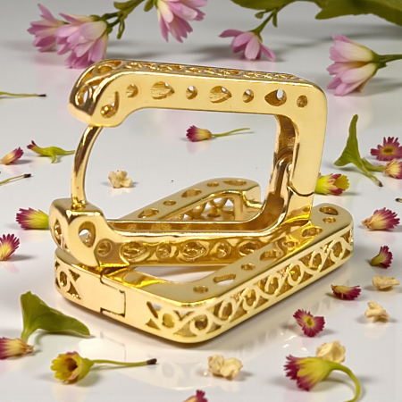 Cercei dreptunghiulari placati cu aur de 14k si filigran aurit [1]