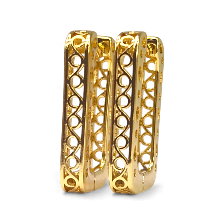 Cercei dreptunghiulari placati cu aur de 14k si filigran aurit [4]