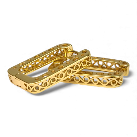 Cercei dreptunghiulari placati cu aur de 14k si filigran aurit [2]