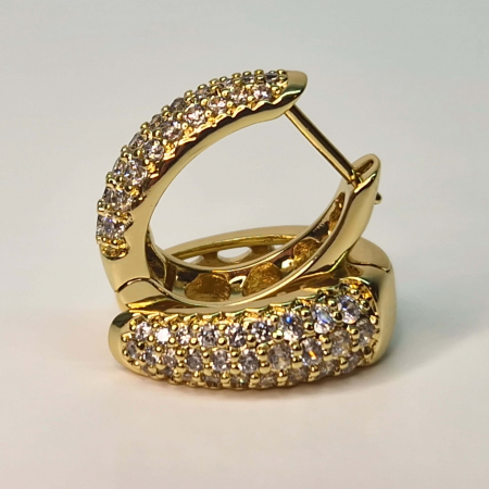 Cercei placati cu aur de 18k incrustati cu cristale albe din zirconiu [2]