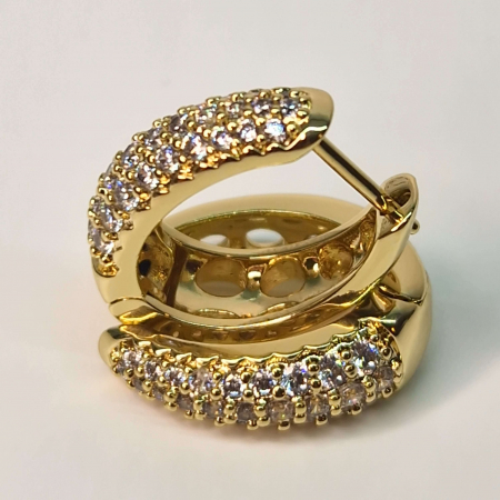 Cercei placati cu aur de 18k incrustati cu cristale albe din zirconiu [3]