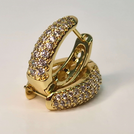 Cercei placati cu aur de 18k incrustati cu cristale albe din zirconiu [1]