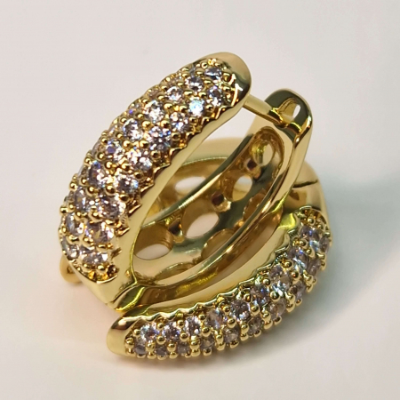 Cercei placati cu aur de 18k incrustati cu cristale albe din zirconiu [4]