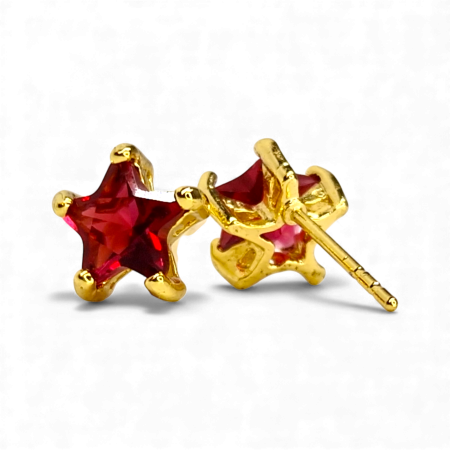 Cercei Yarisha placati cu aur cu cristale roșii în formă de stea [2]