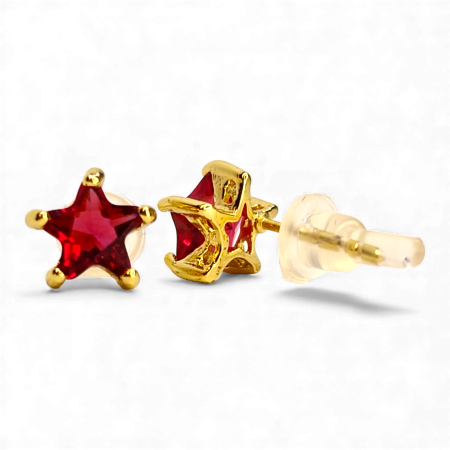 Cercei Yarisha placati cu aur cu cristale roșii în formă de stea [8]