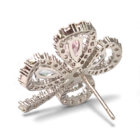 Cercei Elysee placați cu rodiu cu zirconii pastelate în formă de floare [6]