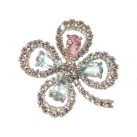 Cercei Elysee placați cu rodiu cu zirconii pastelate în formă de floare [2]