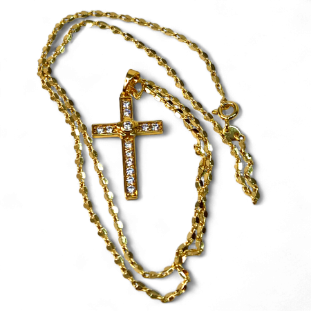 Colier IH803 cu cruce placată cu aur 18K decorată cu zirconii [6]