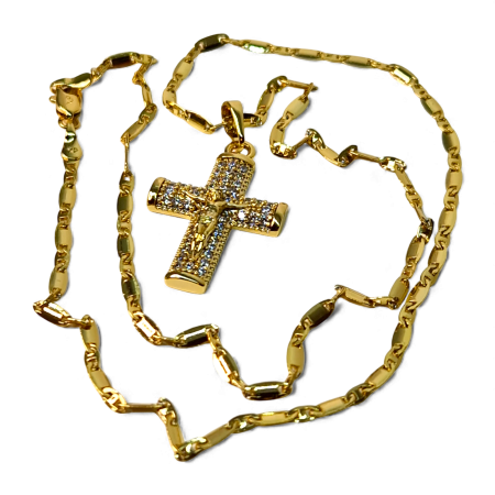 Colier Sfanta Cruce cu lant de 49 cm placat cu aur de 18k IH705 [2]