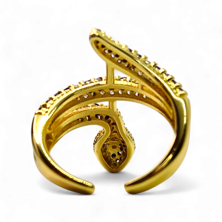 Inel Kaida Blue placat cu aur cu zirconii albastre serpentine [6]