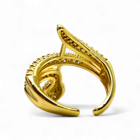 Inel Kaida Pink reglabil placat cu aur cu zirconii roz și design serpentin [5]