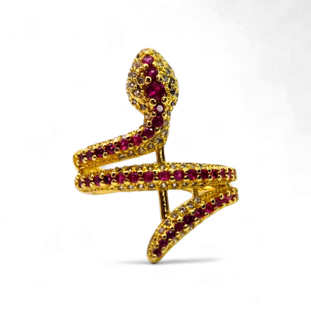 Inel Kaida Red placat cu aur cu zirconii roșii serpentine [2]