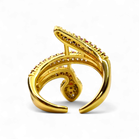 Inel Kaida Red placat cu aur cu zirconii roșii serpentine [6]
