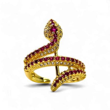 Inel Kaida Red placat cu aur cu zirconii roșii serpentine [4]