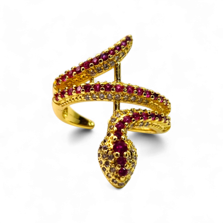 Inele - Inel Kaida Red placat cu aur cu zirconii roșii serpentine