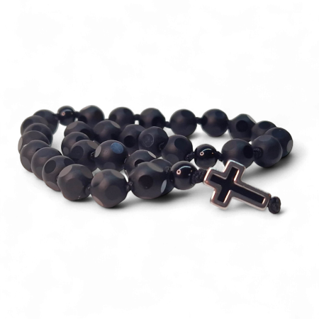 Metanier IH801 din hematit cu cruce placată cu rodiu [2]