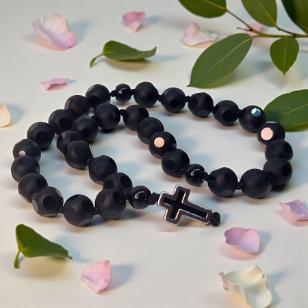 Metanier IH801 din hematit cu cruce placată cu rodiu [1]