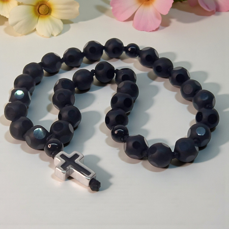 Metanier IH801 din hematit cu cruce placată cu rodiu [3]