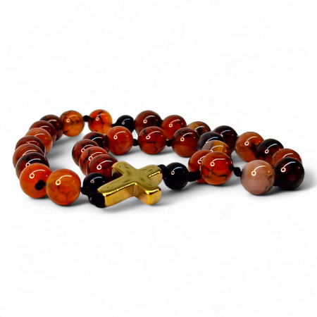 Metanier IH803 cu agat natural și cruce din hematit aurit [2]