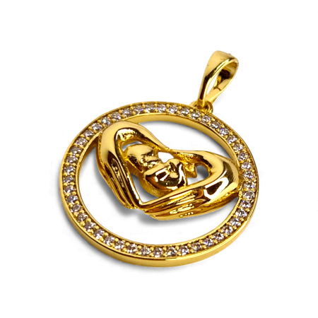 Pandantiv Angel placat cu aur cu bebeluș între palme și cerc cu zirconii [6]