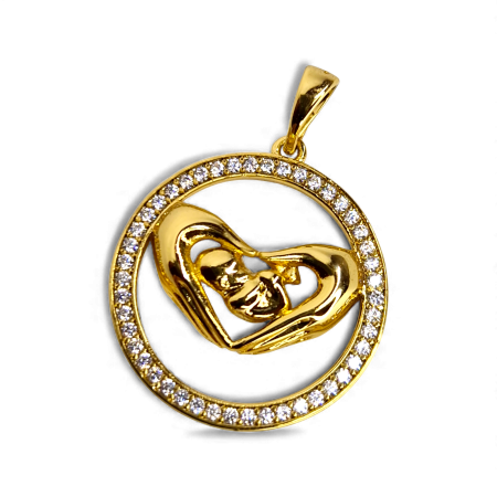 Pandantiv Angel placat cu aur cu bebeluș între palme și cerc cu zirconii [4]