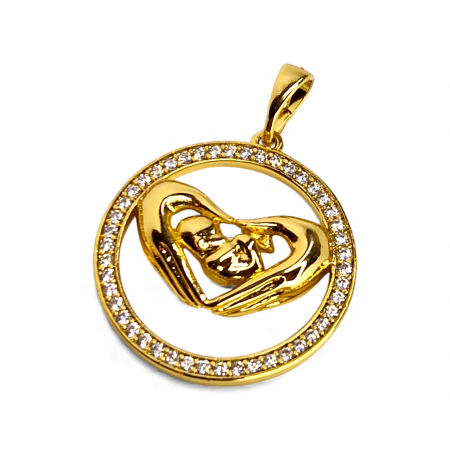 Pandantiv Angel placat cu aur cu bebeluș între palme și cerc cu zirconii [2]