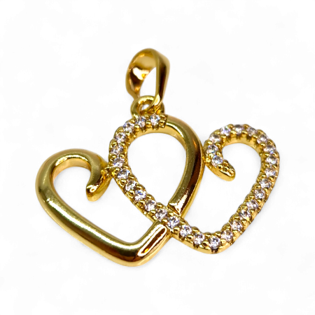 Pandantiv Bianca placat cu aur cu două inimi și zirconii strălucitoare [2]