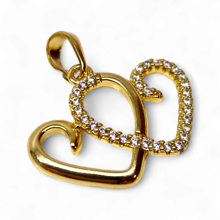 Pandantiv Bianca placat cu aur cu două inimi și zirconii strălucitoare [5]