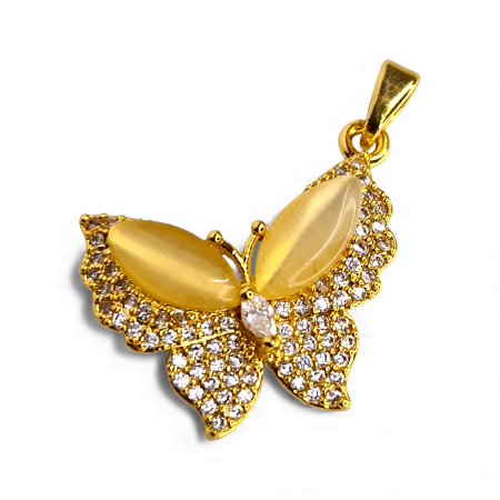 Accesorii - Pandantiv Carina placat cu aur cu fluture și pietre cabochon luminoase