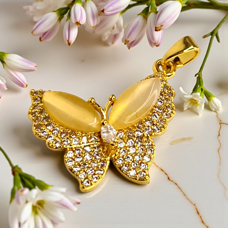 Pandantiv Carina placat cu aur cu fluture și pietre cabochon luminoase [5]