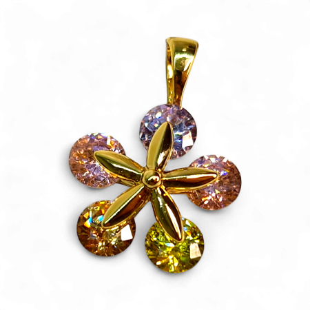 Pandantiv Eliza placat cu aur cu floare și zirconii pastelate [2]