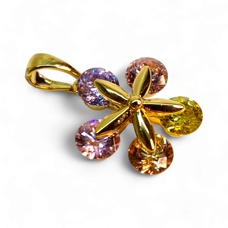 Pandantiv Eliza placat cu aur cu floare și zirconii pastelate [5]