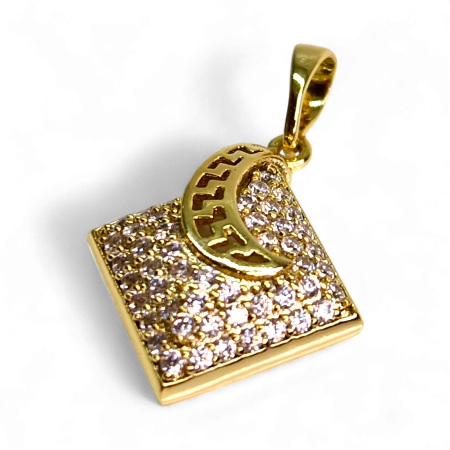 Pandantiv Miruna placat cu aur cu pătrat pavé și arc sculptat [5]