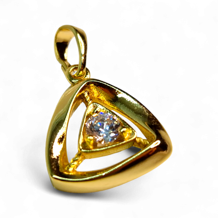 Pandantiv Olivia placat cu aur cu design triunghiular și zirconie [2]