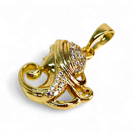 Pandantiv in forma de chip de femeia placat cu aur de 14k si incrustat cu cristale din zirconiu albe [5]