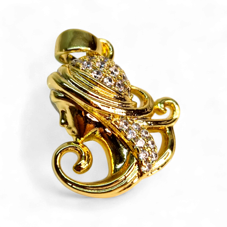 Pandantiv in forma de chip de femeia placat cu aur de 14k si incrustat cu cristale din zirconiu albe [2]