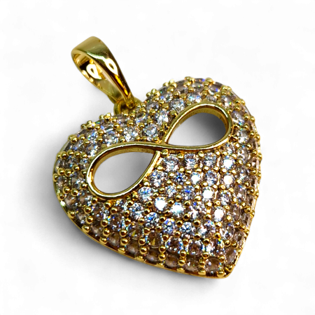 Accesorii - Pandantiv Petra placat cu aur cu inimă pavé și simbol infinit