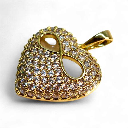 Pandantiv Petra placat cu aur cu inimă pavé și simbol infinit [4]