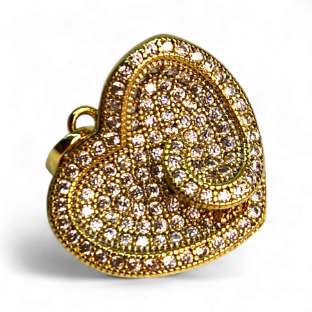 Pandantiv Ramya placat cu aur cu două inimi suprapuse pavate cu zirconii [4]