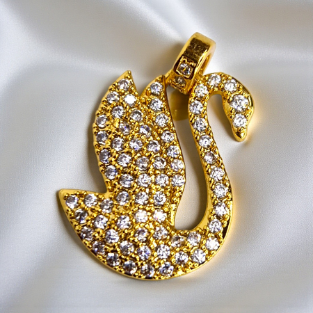 Pandantiv Ranya placat cu aur cu siluetă de lebădă acoperită cu zirconii [5]