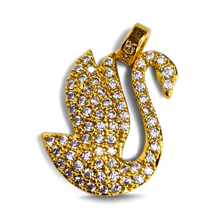 Pandantiv Ranya placat cu aur cu siluetă de lebădă acoperită cu zirconii [4]